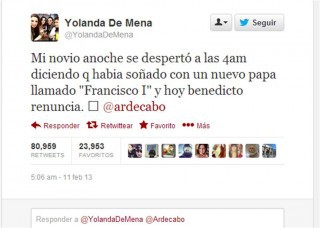 ¿Casualidad o Coincidencia?, joven sueña con el nombre del papa y su novia lo publica en Twitter ¿Casualidad o Coincidencia?, joven sueña con el nombre del papa y su novia lo publica en Twitter