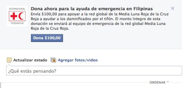 Facebook pide ayuda para los damnificados de Filipinas en tu muro Facebook pide ayuda para los damnificados de Filipinas en tu muro