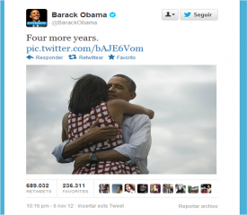 El récord en RT de Twitter, la victoria de Barack Obama El récord en RT de Twitter, la victoria de Barack Obama
